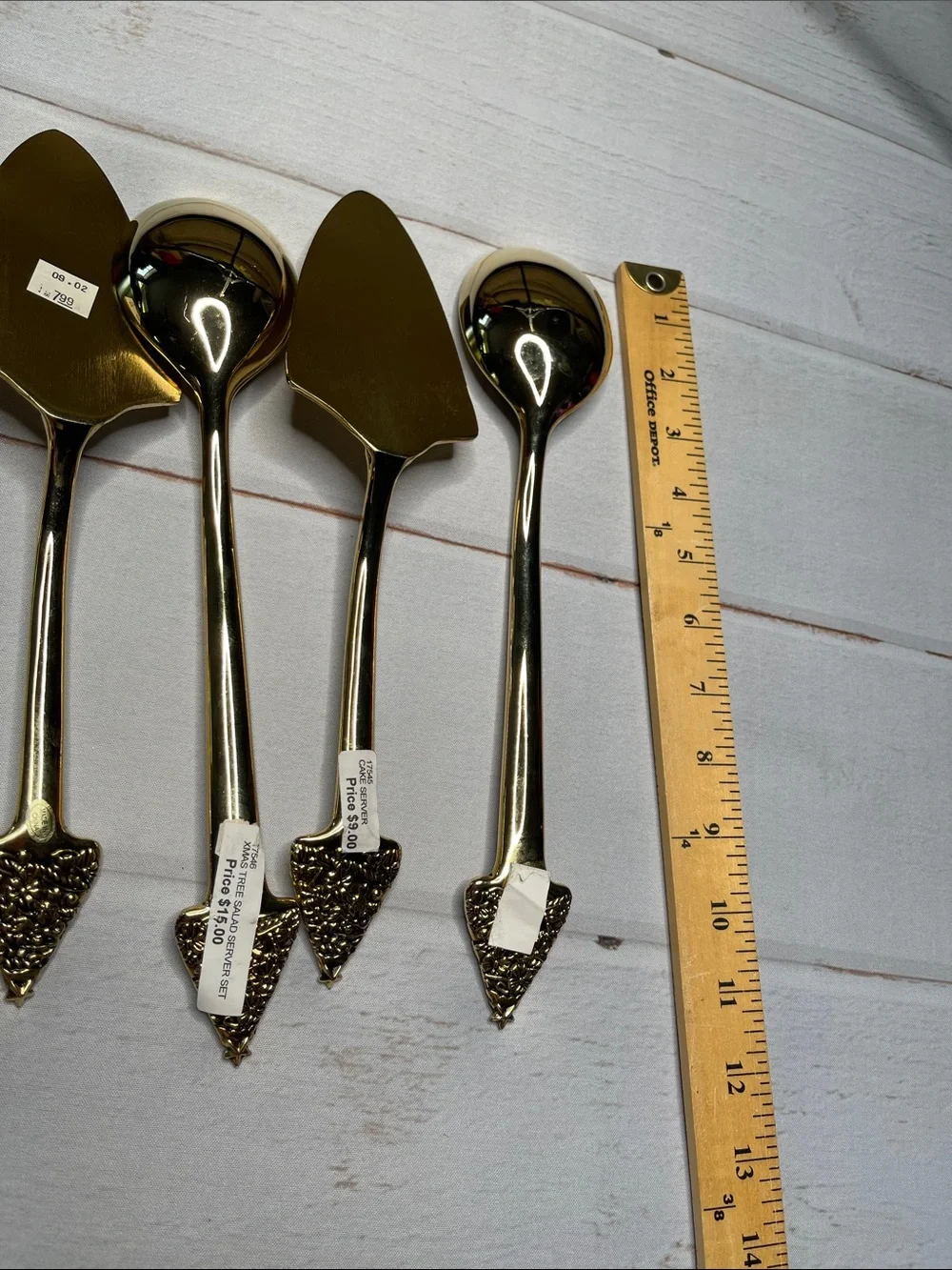 Bundle Christmas Serving Utensils Gold Tree Handle Pie Spoon Set Metal Servers